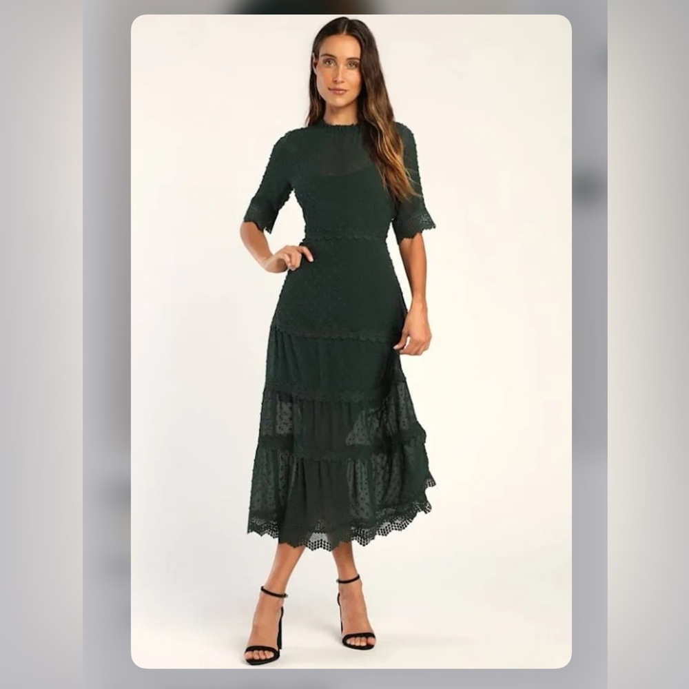 Emerald Green Dot Textured Midi NWT